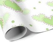 Happy Birthday Mint Green Hearts Wrap Cadeaupapier (Rol Hoek)