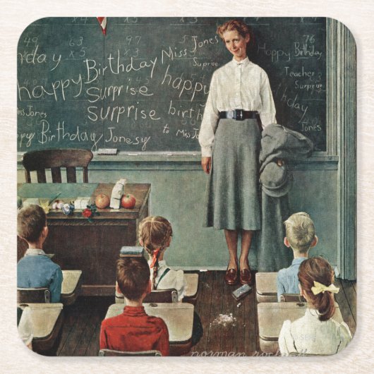 Happy Birthday, Miss Jones van Norman Rockwell Kartonnen Onderzetters (Voorkant)