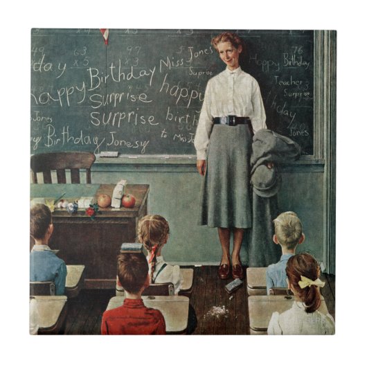 Happy Birthday, Miss Jones van Norman Rockwell Tegeltje (Voorkant)