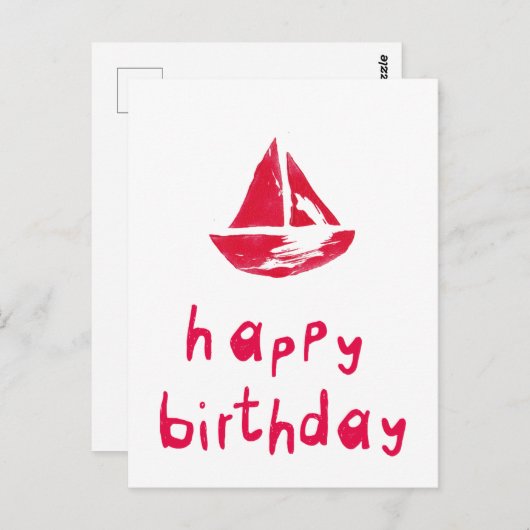 Happy Birthday mit Boot Briefkaart (Voorkant / Achterkant)