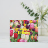 Happy Birthday Mixed Color Tulip Flowers Briefkaart (Staand voorkant)