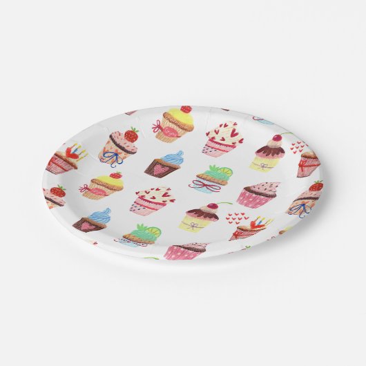 Happy Birthday Mixed Cupcakes Papieren Bordje (Gekanteld)