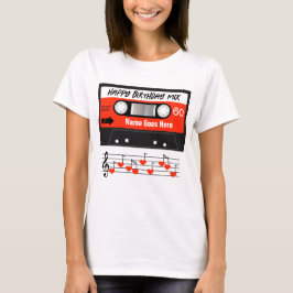 Happy Birthday Mixtape Red Cassette Gepersonalisee T-shirt