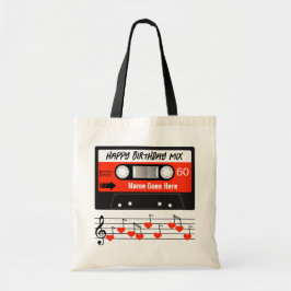 Happy Birthday Mixtape Red Cassette Gepersonalisee Tote Bag