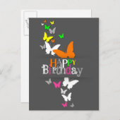 Happy Birthday Modern Colorful Neon Butterflies Briefkaart (Voorkant / Achterkant)