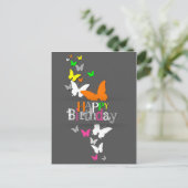 Happy Birthday Modern Colorful Neon Butterflies Briefkaart (Staand voorkant)
