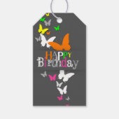 Happy Birthday Modern Colorful Neon Butterflies Cadeaulabel (Voorkant)