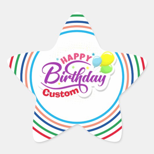Happy Birthday Modern Elegant Aangepaste Naam Scha Ster Sticker (Voorkant)