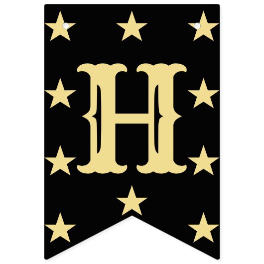 Happy Birthday Modern Elegant Black Gold Decor Vlaggetjes (Tweede vlag)