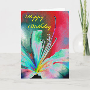 Happy Birthday, modern Floral Design, Lily Bloom Kaart