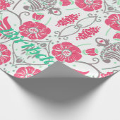 Happy Birthday Modern Floral Design Wrapping Paper Cadeaupapier (Hoek)