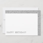 Happy Birthday Modern Luxury Custom Silver Glitter Kaart (Voorkant)