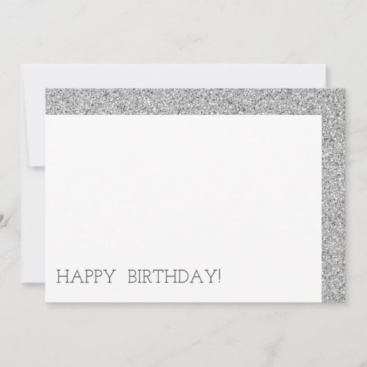 Happy Birthday Modern Luxury Custom Silver Glitter Kaart (Voorkant)