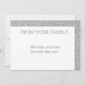 Happy Birthday Modern Luxury Custom Silver Glitter Kaart (Achterkant)