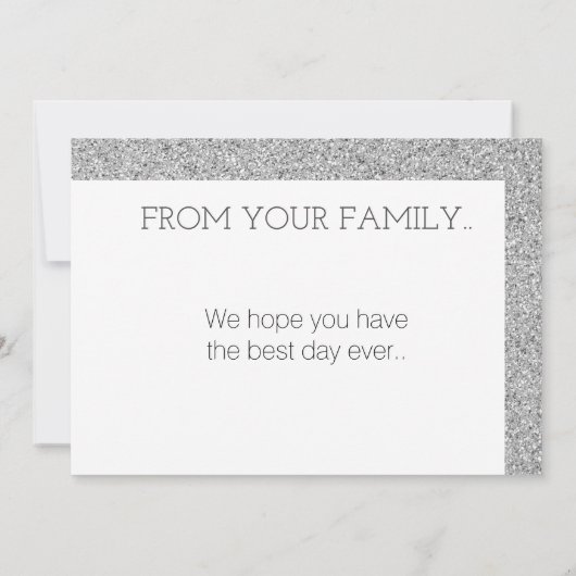 Happy Birthday Modern Luxury Custom Silver Glitter Kaart (Achterkant)