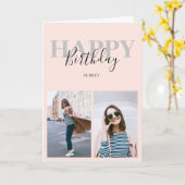 Happy Birthday Modern minimalistische foto Kaart (Gele Bloem)