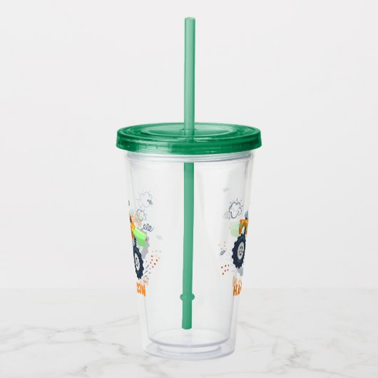 Happy Birthday Modern Monster Car Trucks Name Acryl Drinkbeker (Rechts)