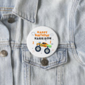 Happy Birthday Modern Monster Car Trucks Name Ronde Button 7,6 Cm (In situ)