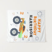 Happy Birthday Modern Monster Car Trucks Name Wandkleed (Voorkant (horizontaal))