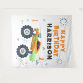 Happy Birthday Modern Monster Car Trucks Name Wandkleed (Voorkant (horizontaal))