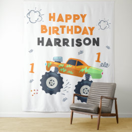 Happy Birthday Modern Monster Car Trucks Name Wandkleed