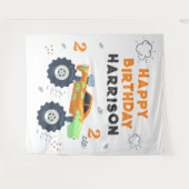 Happy Birthday Modern Monster Car Trucks Name Wandkleed (Voorkant (horizontaal))