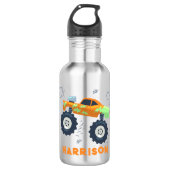 Happy Birthday Modern Monster Car Trucks Name Waterfles (Voorkant)