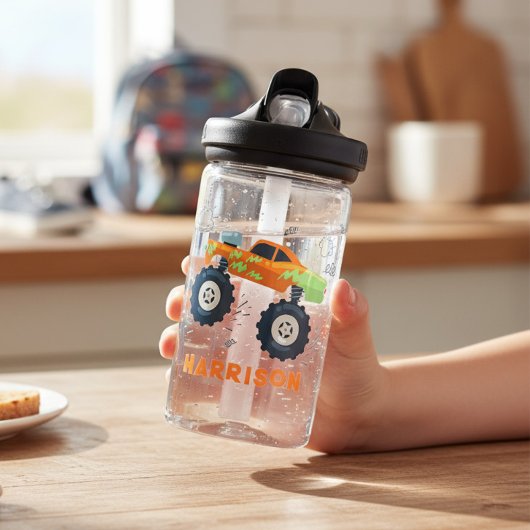 Happy Birthday Modern Monster Car Trucks Name Waterfles