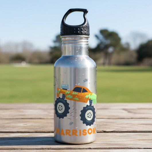 Happy Birthday Modern Monster Car Trucks Name Waterfles