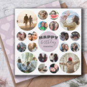 Happy Birthday Modern Pink 20 Photo Collage Kaart