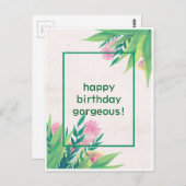 Happy Birthday Modern prachtig natuur plant Briefkaart (Voorkant / Achterkant)