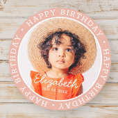 Happy Birthday Modern Preppy Aangepaste Foto  Ronde Sticker