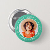 Happy Birthday Modern Preppy Custom Photo Ronde Button 5,7 Cm (Voorkant /achterkant)