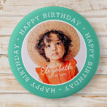 Happy Birthday Modern Preppy Custom Photo Ronde Button 5,7 Cm<br><div class="desc">Dit eenvoudige en moderne ontwerp is samengesteld uit serif typografie en voegt een douanefoto toe. "Happy Birthday" omringt de douanefoto.</div>