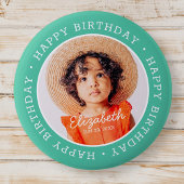 Happy Birthday Modern Preppy Custom Photo Ronde Button 5,7 Cm