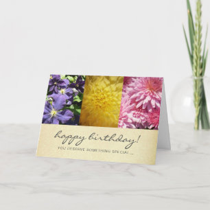 Happy Birthday Modern Script Floral Photo Collage Kaart
