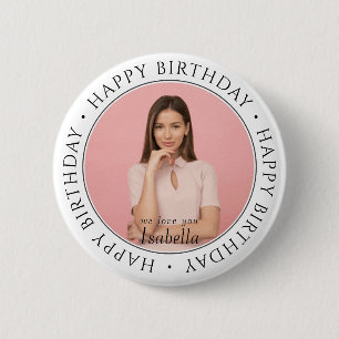 Happy Birthday Modern Simple Custom Photo Classic Ronde Button 5,7 Cm