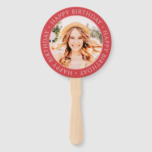 Happy Birthday Modern Simple Custom Photo Handwaaier (Voorkant)