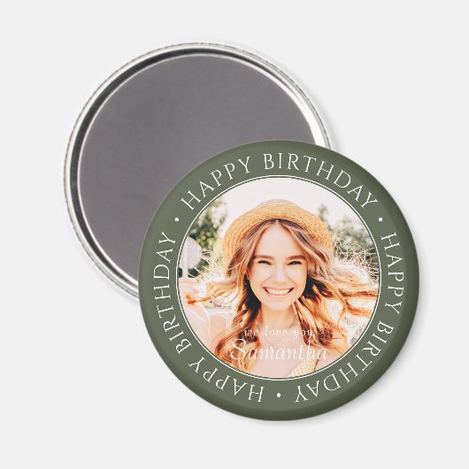 Happy Birthday Modern Simple Custom Photo Magneet (Voorkant / Achterkant)