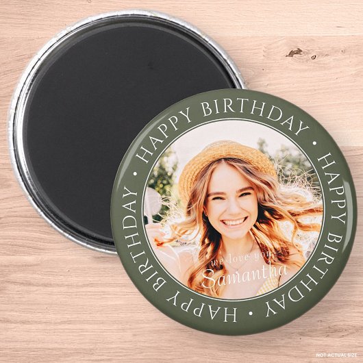 Happy Birthday Modern Simple Custom Photo Magneet
