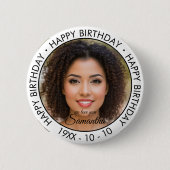 Happy Birthday Modern Simple Custom Photo Ronde Button 5,7 Cm (Voorkant)