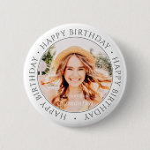 Happy Birthday Modern Simple Custom Photo Ronde Button 5,7 Cm (Voorkant)