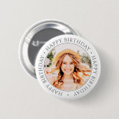 Happy Birthday Modern Simple Custom Photo Ronde Button 5,7 Cm (Voorkant /achterkant)