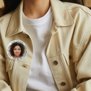 Happy Birthday Modern Simple Custom Photo Ronde Button 5,7 Cm