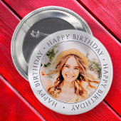 Happy Birthday Modern Simple Custom Photo Ronde Button 5,7 Cm