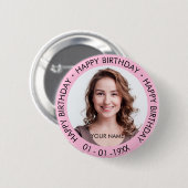 Happy Birthday Modern Simple Custom Photo Ronde Button 5,7 Cm (Voorkant /achterkant)