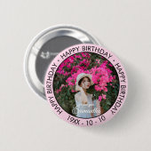 Happy Birthday Modern Simple Custom Photo Ronde Button 5,7 Cm (Voorkant /achterkant)