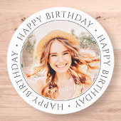 Happy Birthday Modern Simple Custom Photo Ronde Sticker