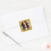Happy Birthday Modern Simple Custom Photo Vierkante Sticker (Envelop)