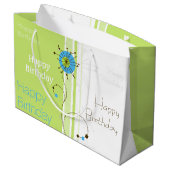 Happy Birthday Modern Simple Flower Green Groot Cadeauzakje (Achterkant Gekanteld)